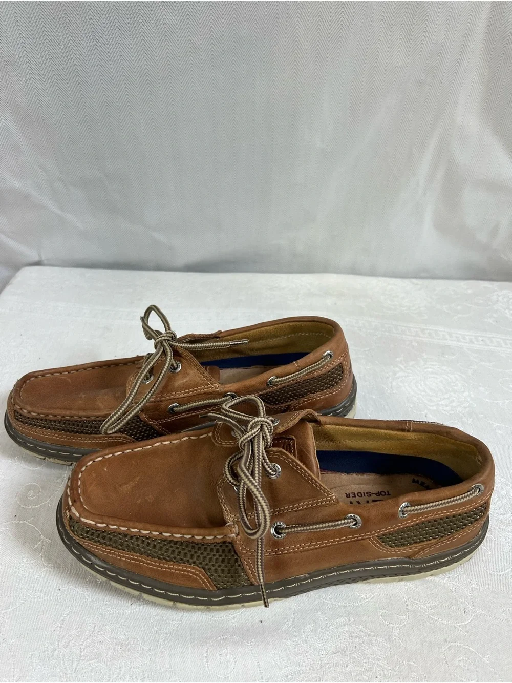 Sperry Men’s Deck Boat Shoes Brown Leather Lace Up 8👍